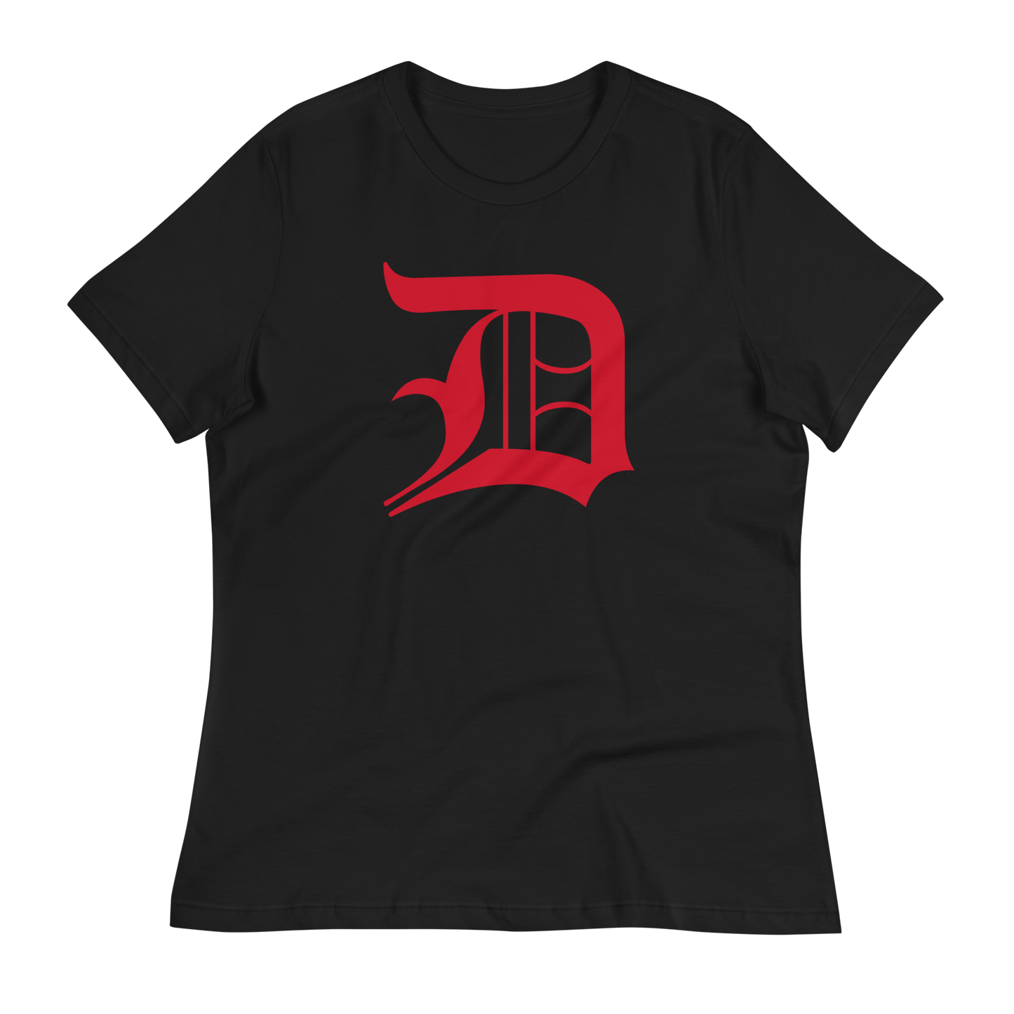 Detroit 'Old English D' T-Shirt (Aliform Red) | Women's Relaxed Fit