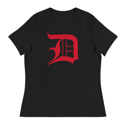 Detroit 'Old English D' T-Shirt (Aliform Red) | Women's Relaxed Fit