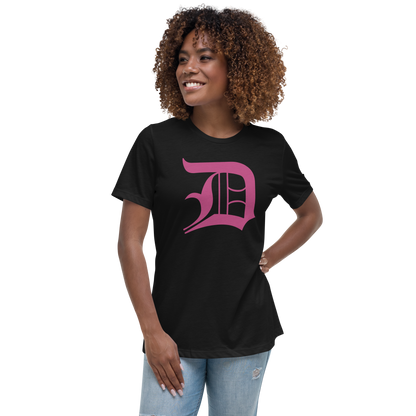 Detroit 'Old English D' T-Shirt (Apple Blossom Pink) | Women's Relaxed Fit