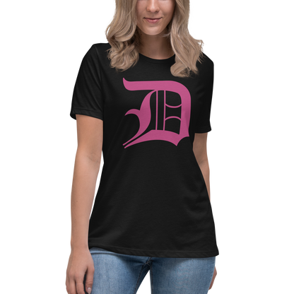 Detroit 'Old English D' T-Shirt (Apple Blossom Pink) | Women's Relaxed Fit