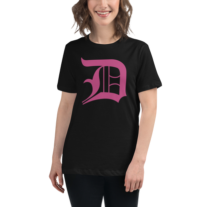 Detroit 'Old English D' T-Shirt (Apple Blossom Pink) | Women's Relaxed Fit