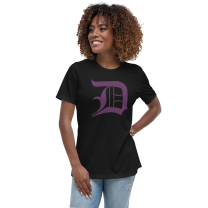 Detroit 'Old English D' T-Shirt (Plum) | Women's Relaxed Fit