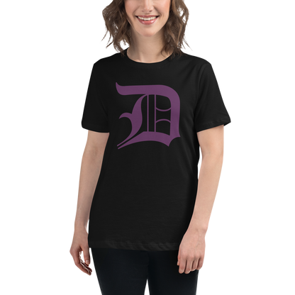 Detroit 'Old English D' T-Shirt (Plum) | Women's Relaxed Fit