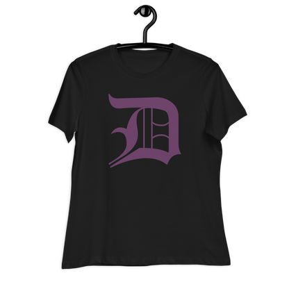 Detroit 'Old English D' T-Shirt (Plum) | Women's Relaxed Fit