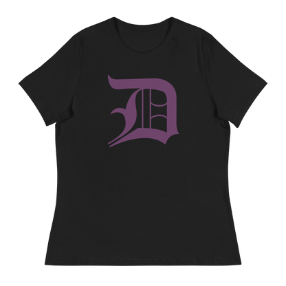 Detroit 'Old English D' T-Shirt (Plum) | Women's Relaxed Fit