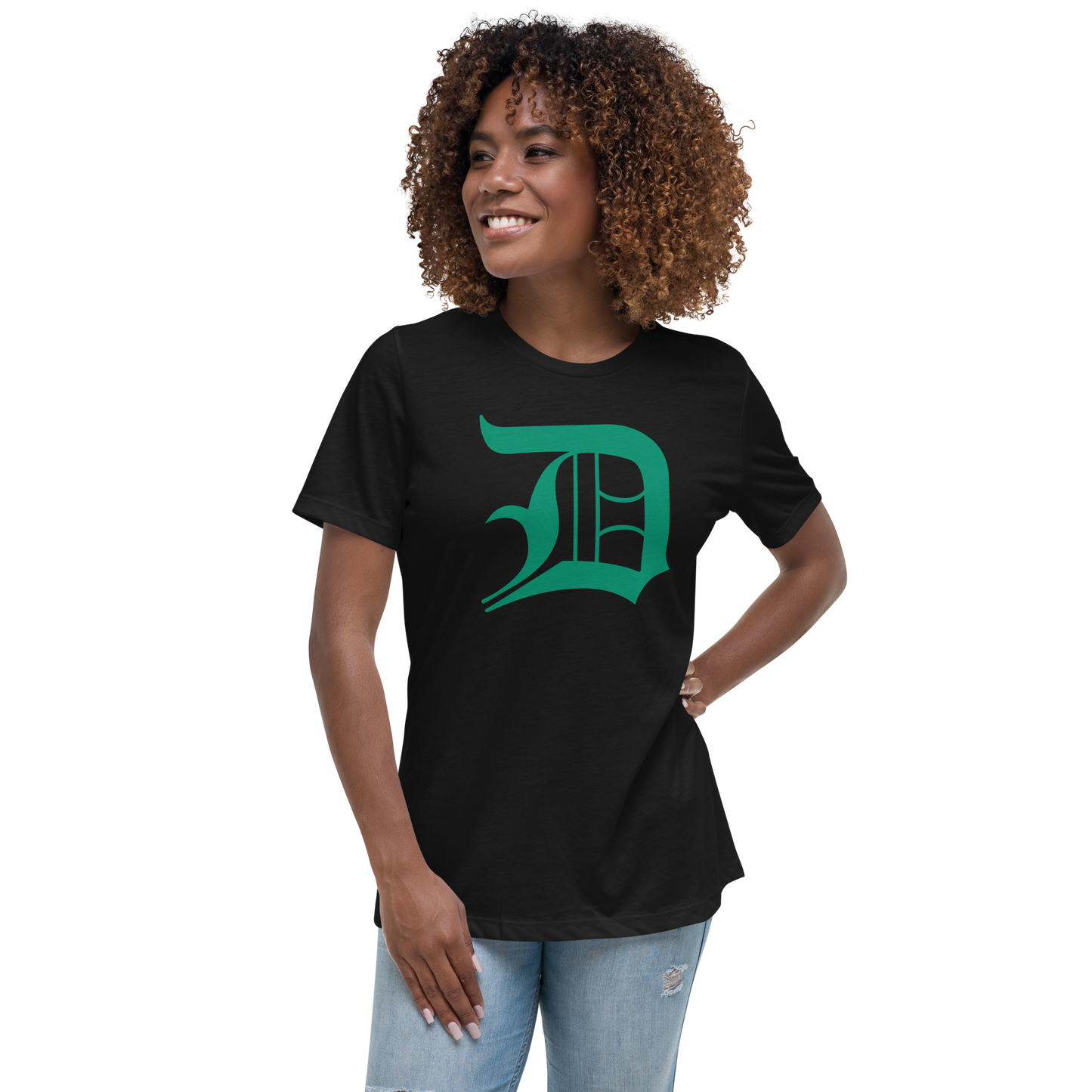 Detroit 'Old English D' T-Shirt (Emerald Green) | Women's Relaxed Fit