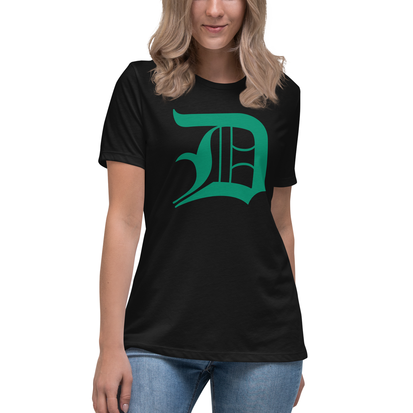 Detroit 'Old English D' T-Shirt (Emerald Green) | Women's Relaxed Fit