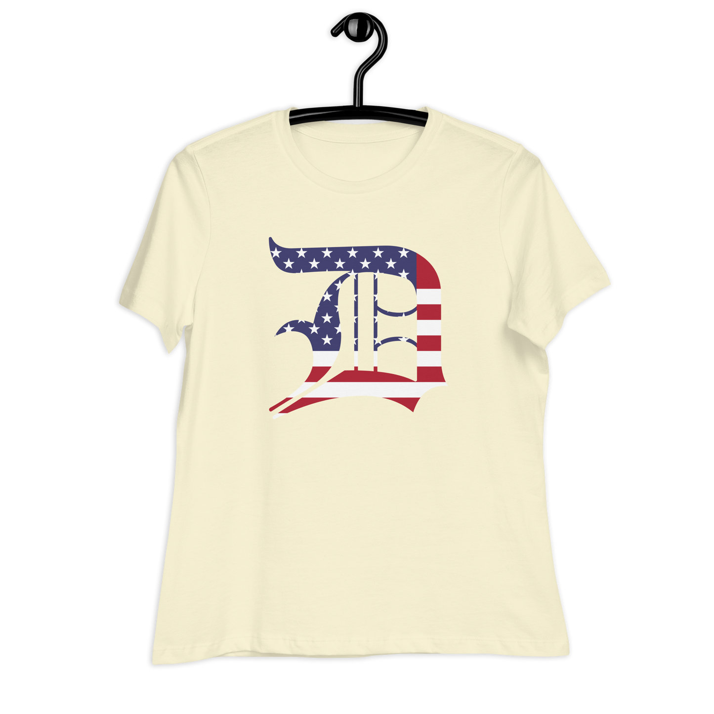 Detroit 'Old English D' T-Shirt (Patriotic Edition) | Women's Relaxed Fit