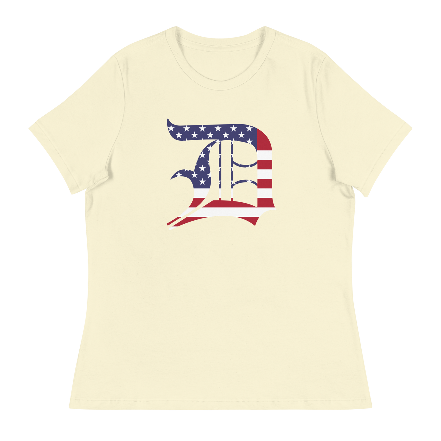 Detroit 'Old English D' T-Shirt (Patriotic Edition) | Women's Relaxed Fit