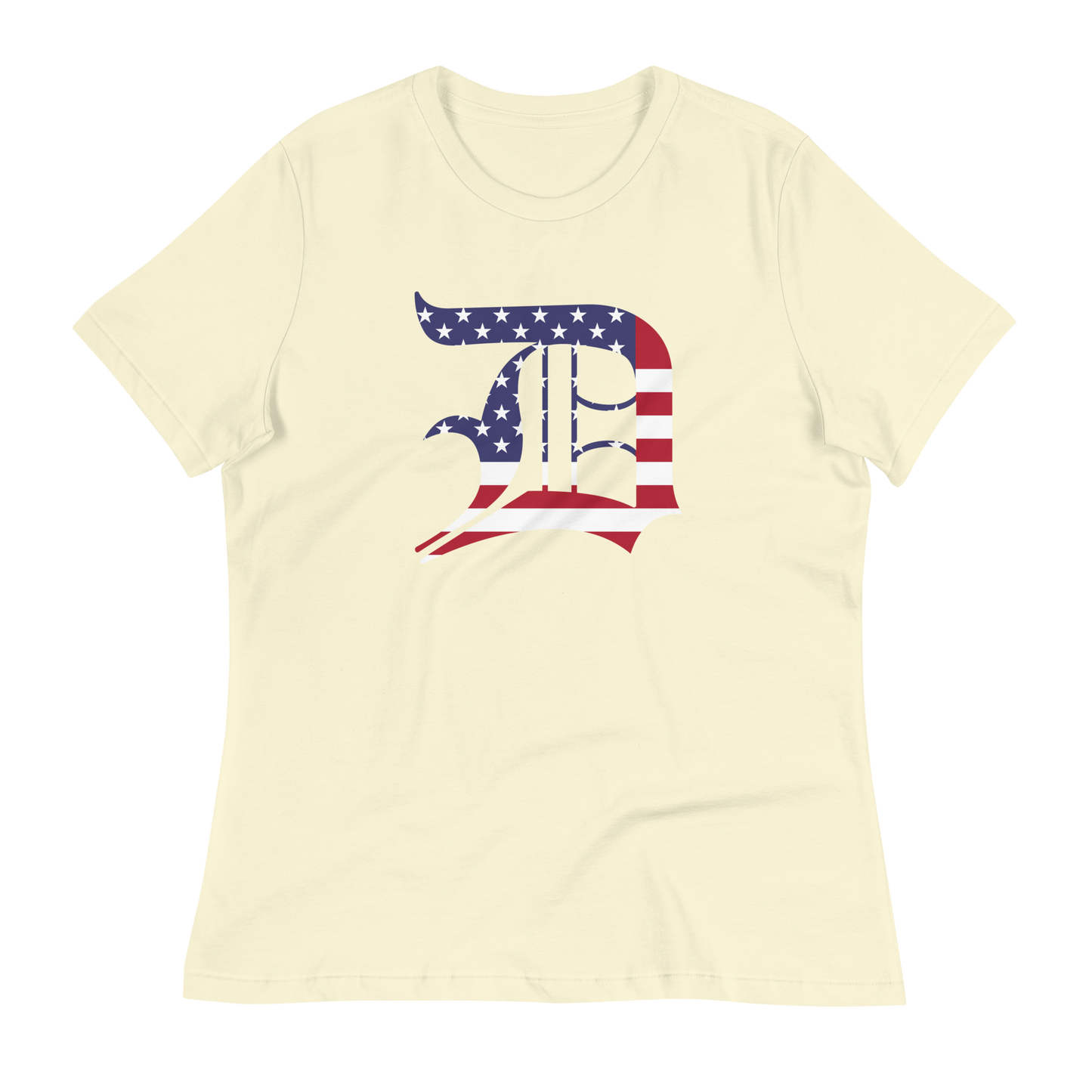 Detroit 'Old English D' T-Shirt (Patriotic Edition) | Women's Relaxed Fit