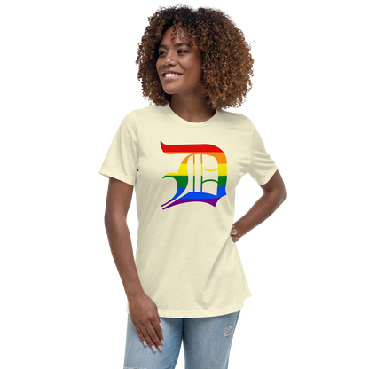 Detroit 'Old English D' T-Shirt (Rainbow Pride Edition) | Women's Relaxed Fit