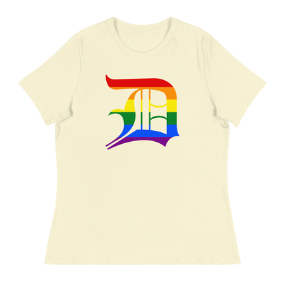 Detroit 'Old English D' T-Shirt (Rainbow Pride Edition) | Women's Relaxed Fit