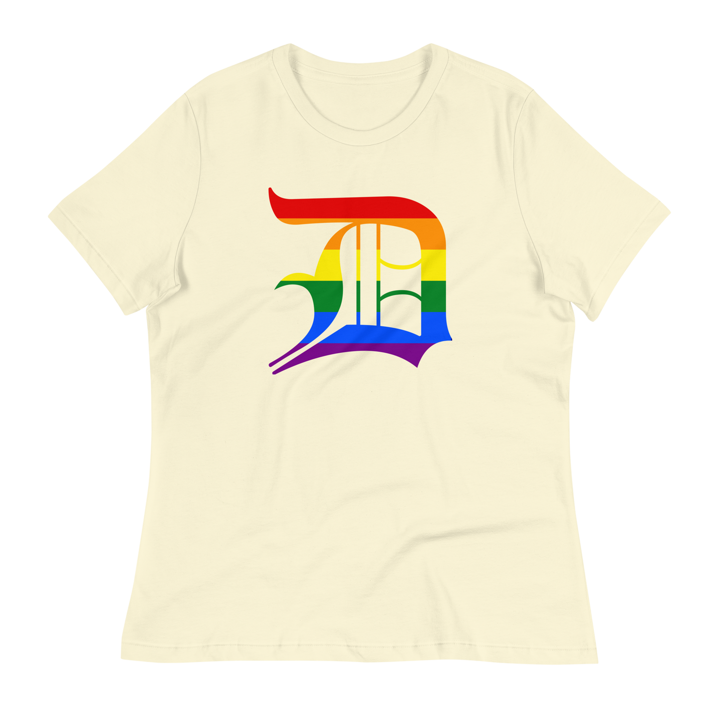 Detroit 'Old English D' T-Shirt (Rainbow Pride Edition) | Women's Relaxed Fit