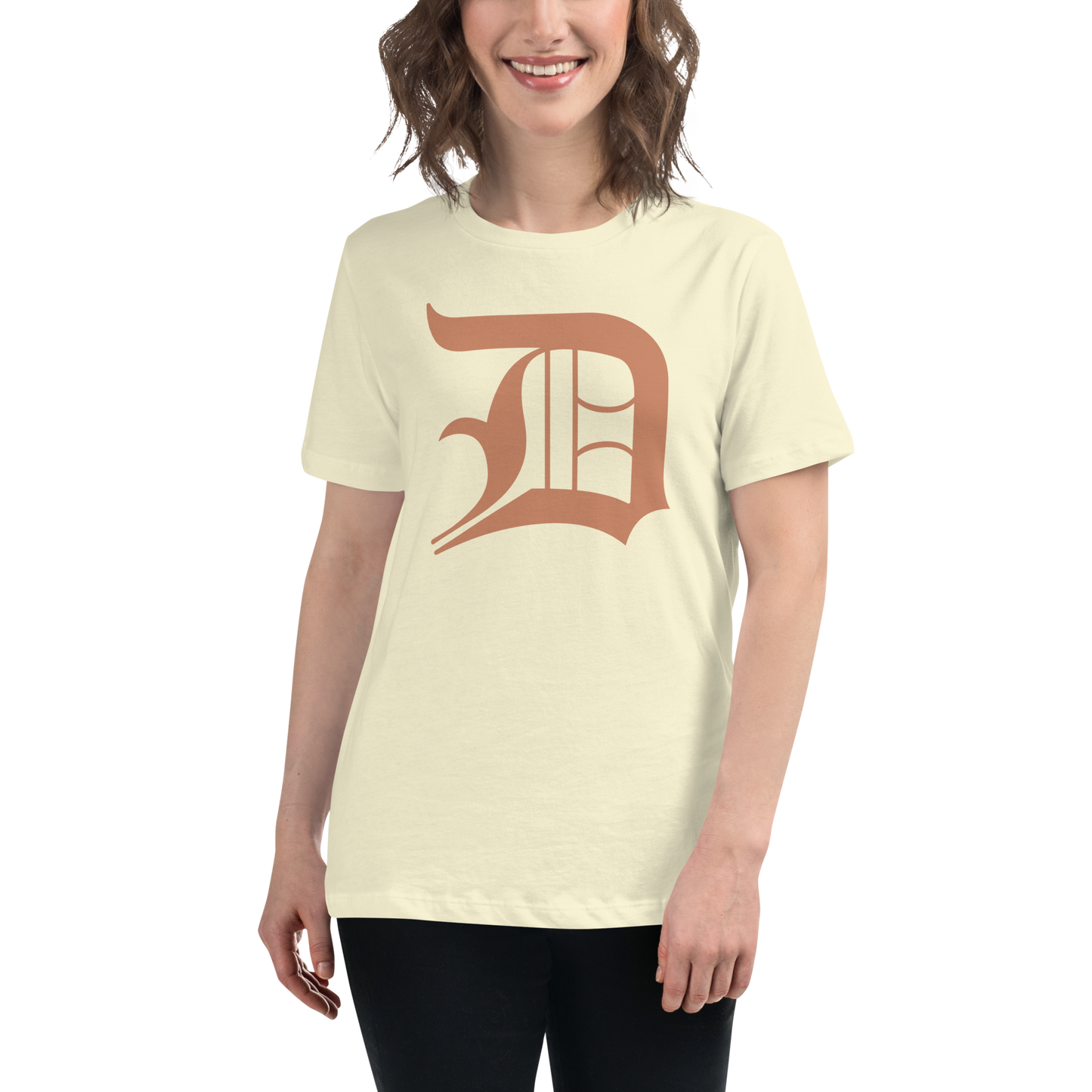 Detroit 'Old English D' T-Shirt (Copper Color) | Women's Relaxed Fit