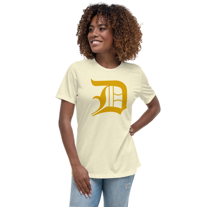 Detroit 'Old English D' T-Shirt (Gold) | Women's Relaxed Fit