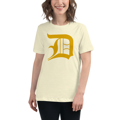 Detroit 'Old English D' T-Shirt (Gold) | Women's Relaxed Fit