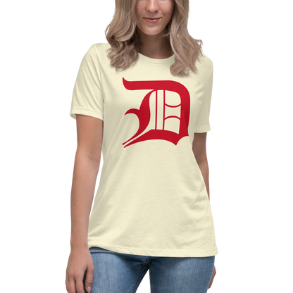 Detroit 'Old English D' T-Shirt (Aliform Red) | Women's Relaxed Fit