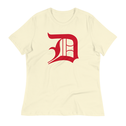 Detroit 'Old English D' T-Shirt (Aliform Red) | Women's Relaxed Fit