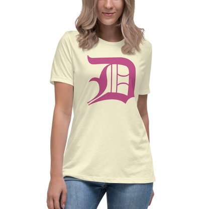 Detroit 'Old English D' T-Shirt (Apple Blossom Pink) | Women's Relaxed Fit