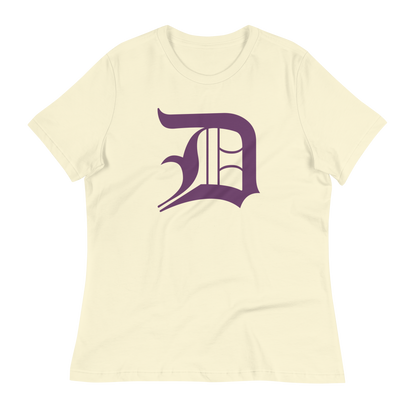 Detroit 'Old English D' T-Shirt (Plum) | Women's Relaxed Fit