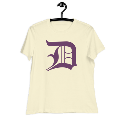 Detroit 'Old English D' T-Shirt (Plum) | Women's Relaxed Fit