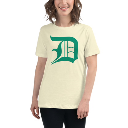 Detroit 'Old English D' T-Shirt (Emerald Green) | Women's Relaxed Fit