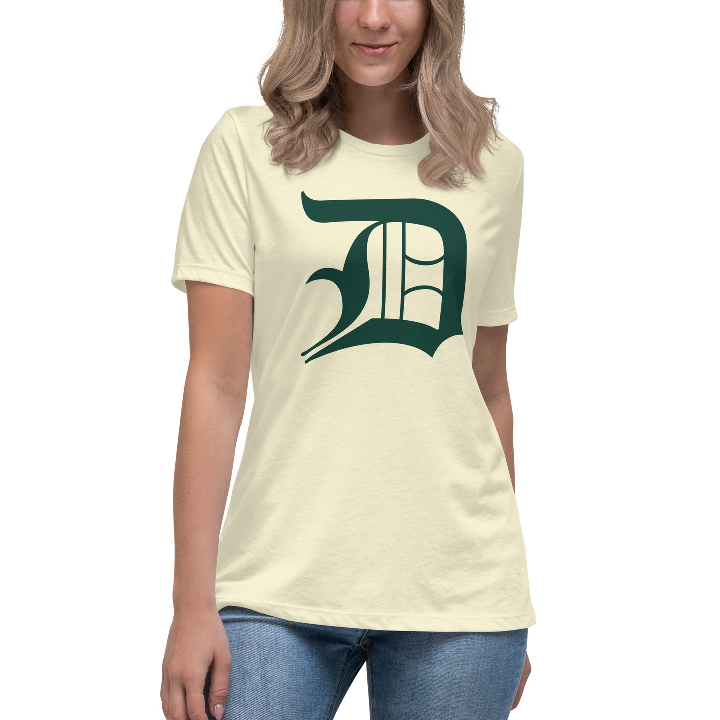 Detroit 'Old English D' T-Shirt (Laconic Green) | Women's Relaxed Fit