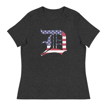 Detroit 'Old English D' T-Shirt (Patriotic Edition) | Women's Relaxed Fit