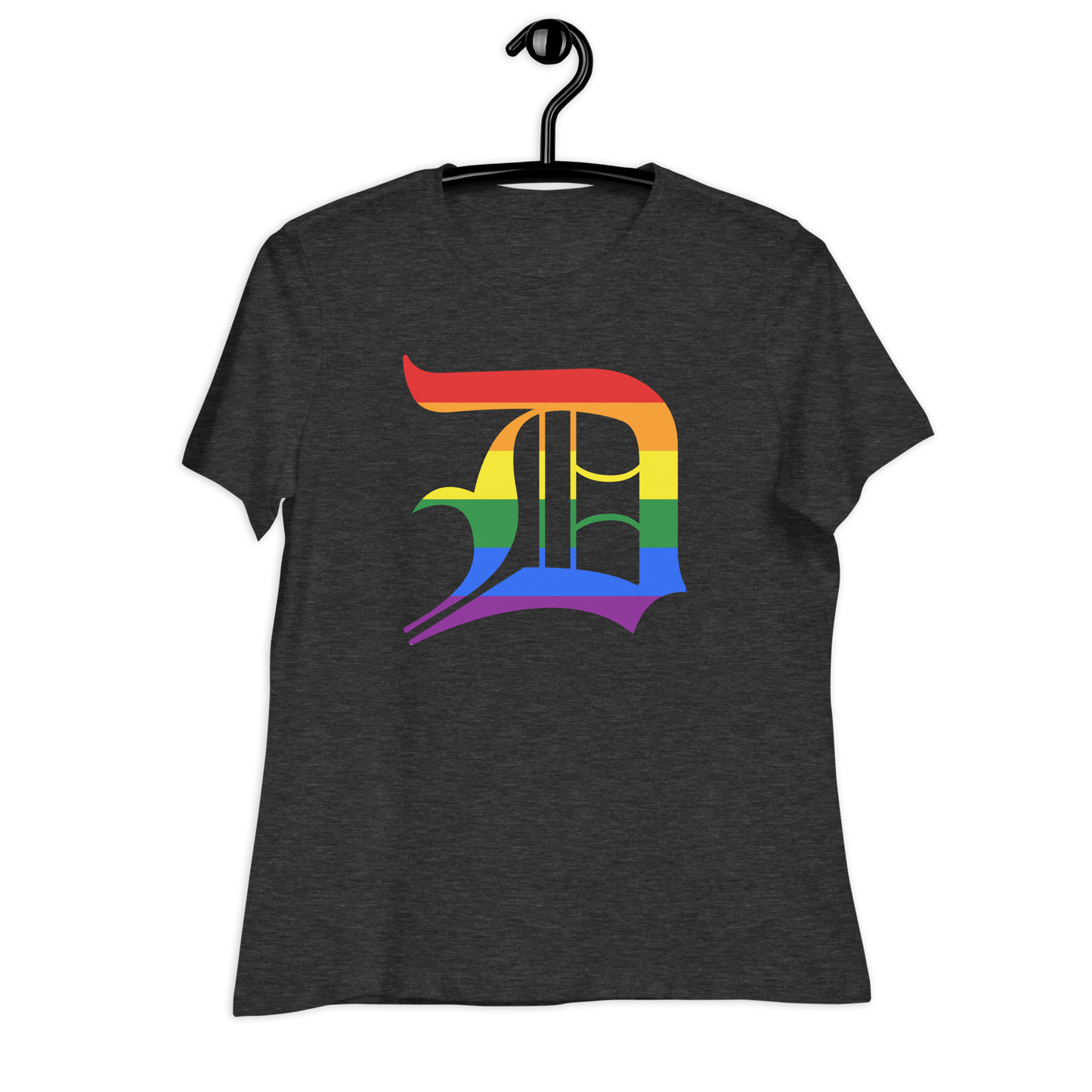 Detroit 'Old English D' T-Shirt (Rainbow Pride Edition) | Women's Relaxed Fit