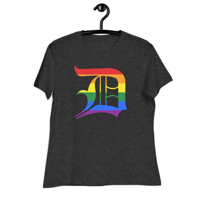 Detroit 'Old English D' T-Shirt (Rainbow Pride Edition) | Women's Relaxed Fit