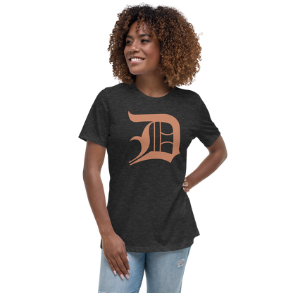 Detroit 'Old English D' T-Shirt (Copper Color) | Women's Relaxed Fit