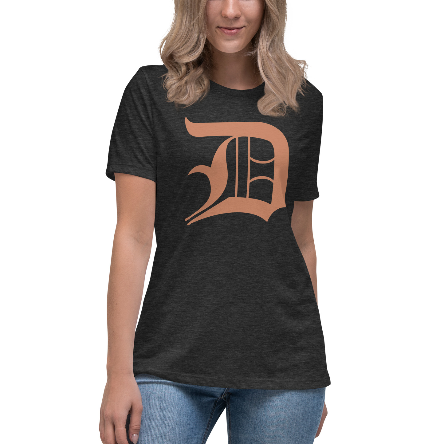 Detroit 'Old English D' T-Shirt (Copper Color) | Women's Relaxed Fit