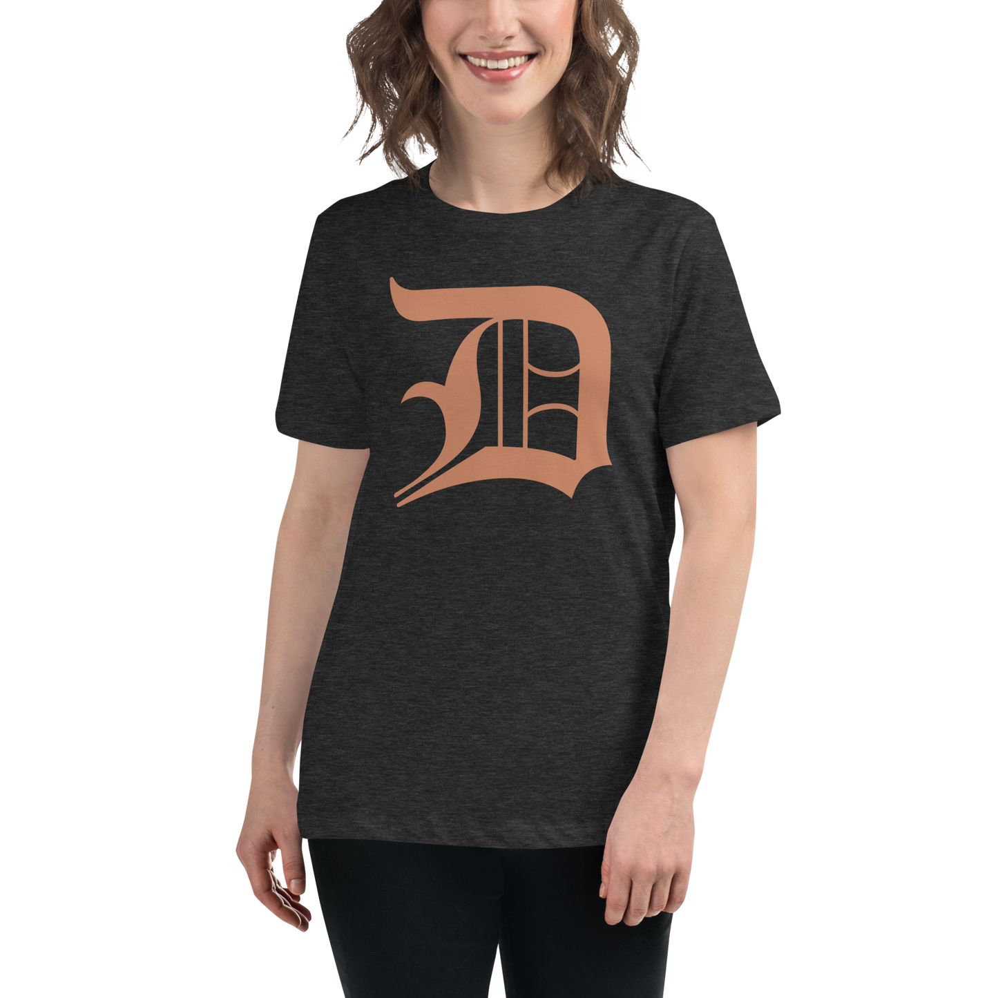 Detroit 'Old English D' T-Shirt (Copper Color) | Women's Relaxed Fit