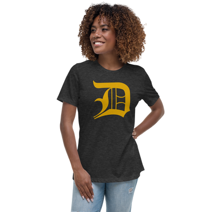 Detroit 'Old English D' T-Shirt (Gold) | Women's Relaxed Fit