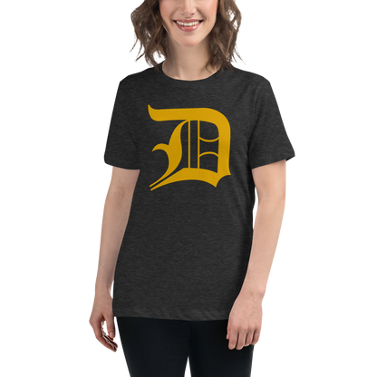 Detroit 'Old English D' T-Shirt (Gold) | Women's Relaxed Fit