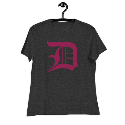 Detroit 'Old English D' T-Shirt (Ruby Red) | Women's Relaxed Fit