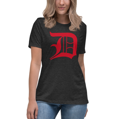 Detroit 'Old English D' T-Shirt (Aliform Red) | Women's Relaxed Fit