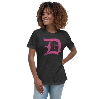 Detroit 'Old English D' T-Shirt (Apple Blossom Pink) | Women's Relaxed Fit