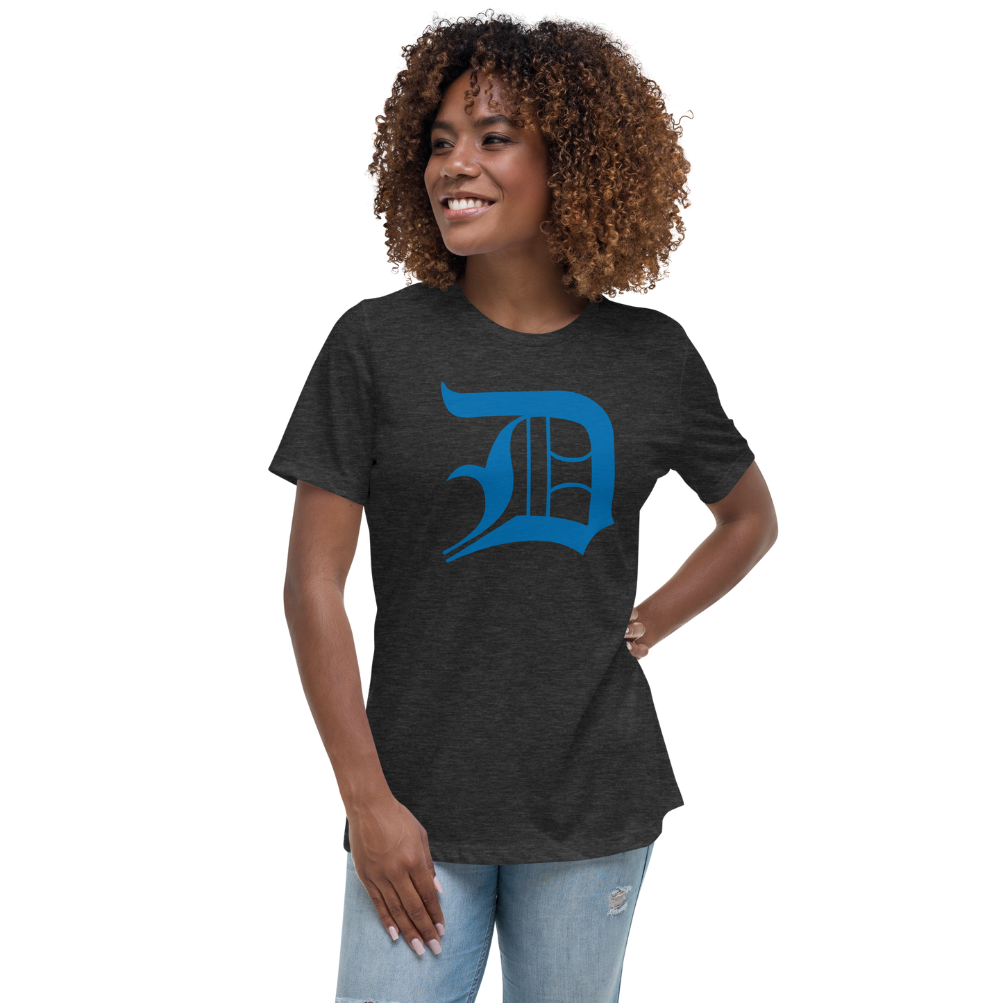 Detroit 'Old English D' T-Shirt (Azure) | Women's Relaxed Fit