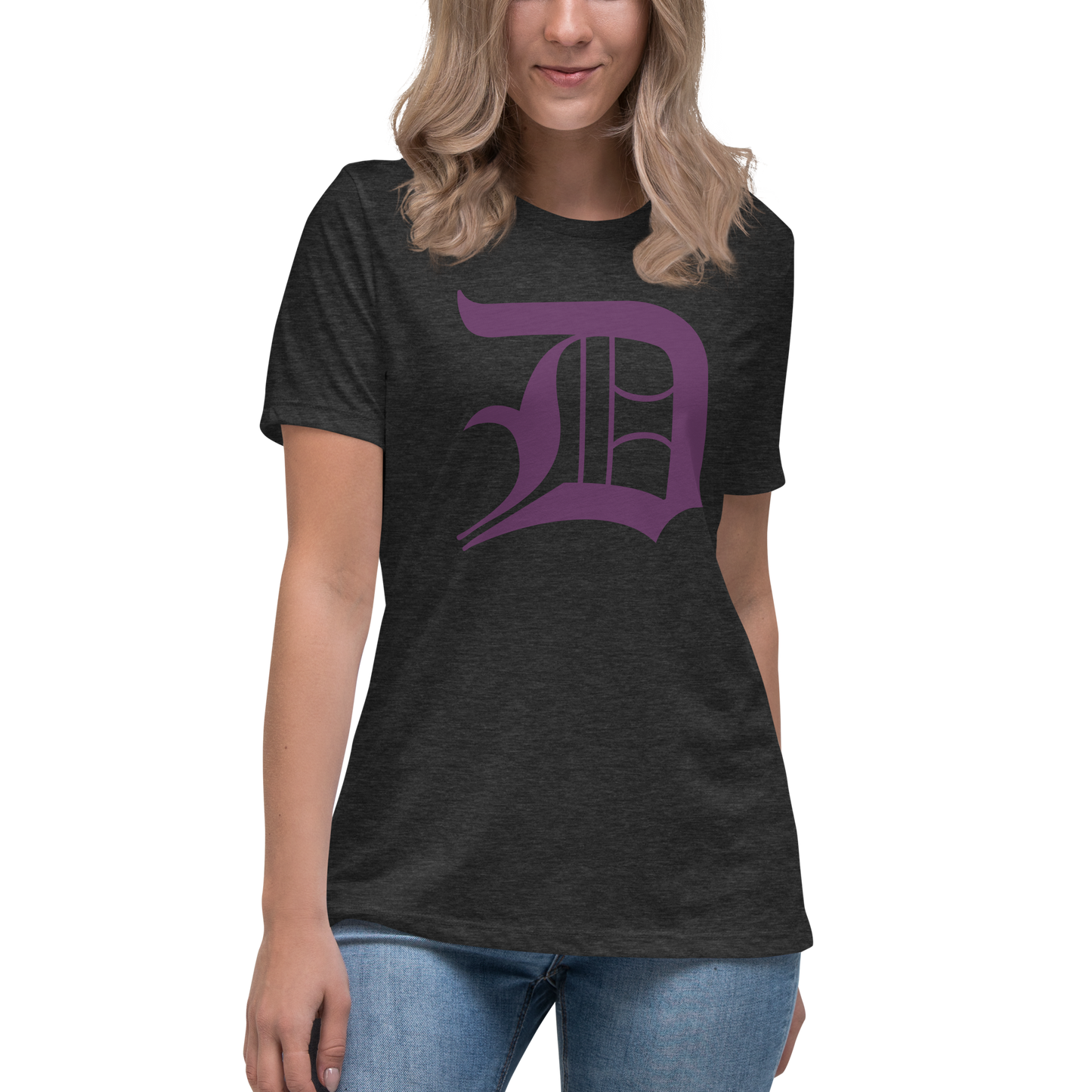 Detroit 'Old English D' T-Shirt (Plum) | Women's Relaxed Fit