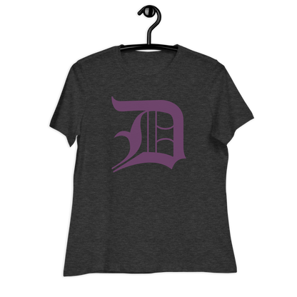 Detroit 'Old English D' T-Shirt (Plum) | Women's Relaxed Fit