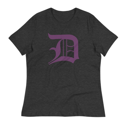 Detroit 'Old English D' T-Shirt (Plum) | Women's Relaxed Fit