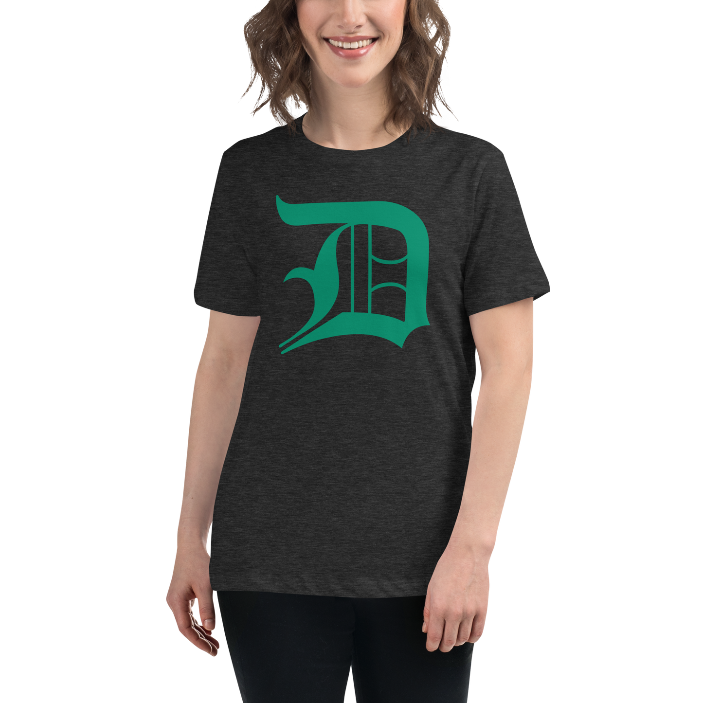 Detroit 'Old English D' T-Shirt (Emerald Green) | Women's Relaxed Fit