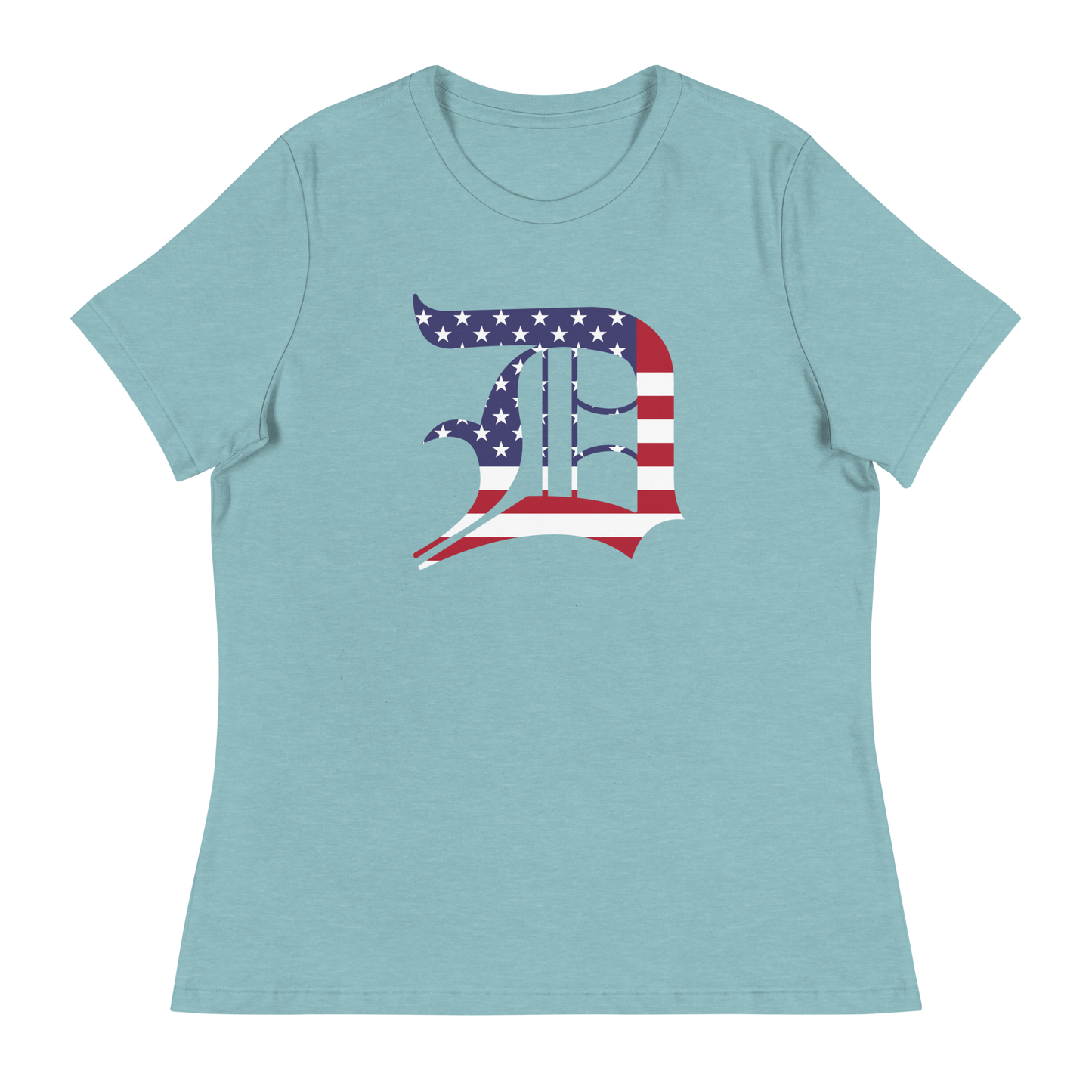 Detroit 'Old English D' T-Shirt (Patriotic Edition) | Women's Relaxed Fit