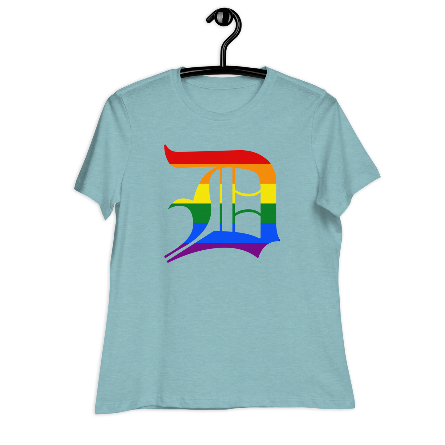 Detroit 'Old English D' T-Shirt (Rainbow Pride Edition) | Women's Relaxed Fit