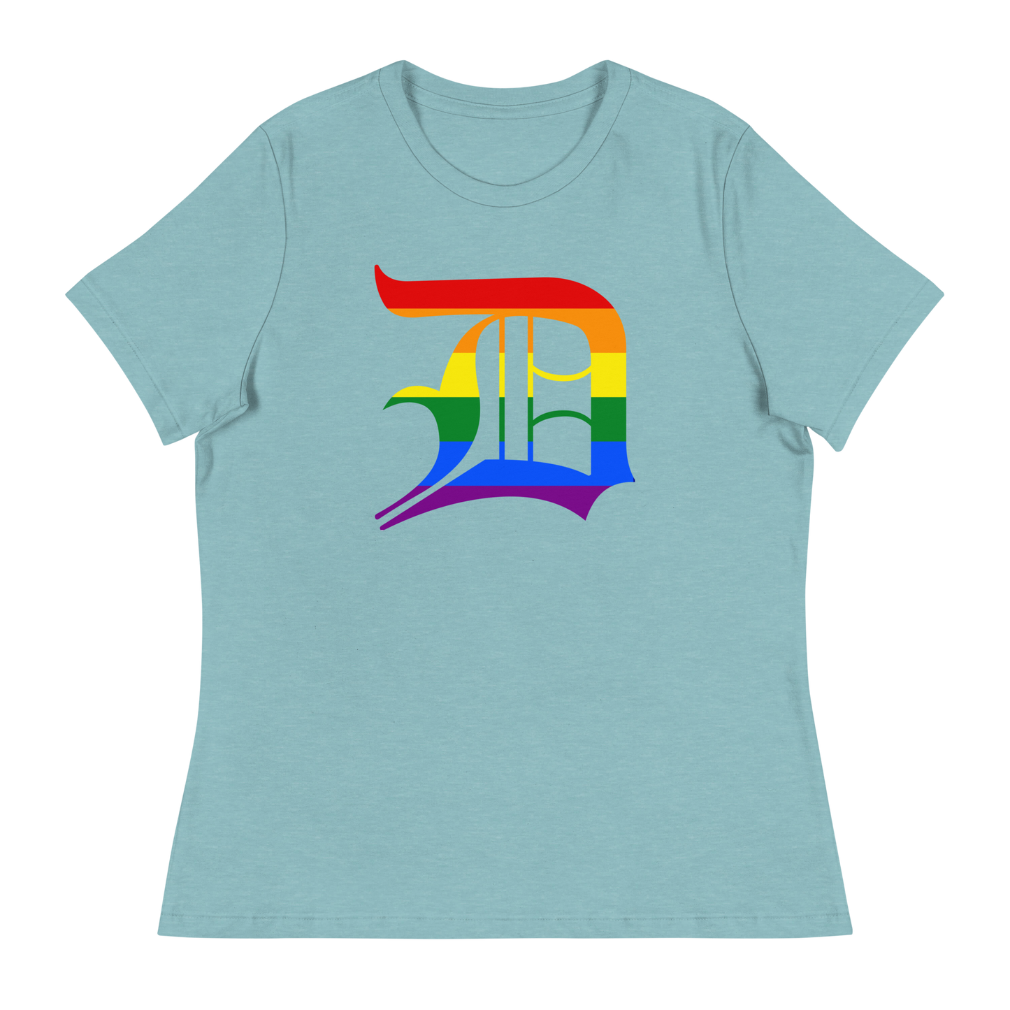 Detroit 'Old English D' T-Shirt (Rainbow Pride Edition) | Women's Relaxed Fit