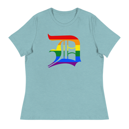 Detroit 'Old English D' T-Shirt (Rainbow Pride Edition) | Women's Relaxed Fit