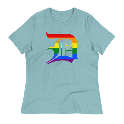 Detroit 'Old English D' T-Shirt (Rainbow Pride Edition) | Women's Relaxed Fit