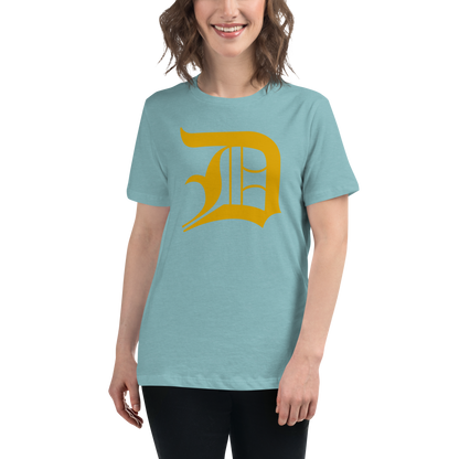 Detroit 'Old English D' T-Shirt (Gold) | Women's Relaxed Fit