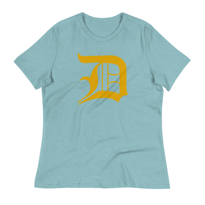 Detroit 'Old English D' T-Shirt (Gold) | Women's Relaxed Fit